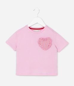 Blusa Infantil com Coração Aplicado - Tam 1 a 6 Anos