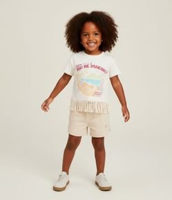 Blusa Infantil com Lettering Rio de Janeiro e Franjinhas - Tam 1 a 6 Anos