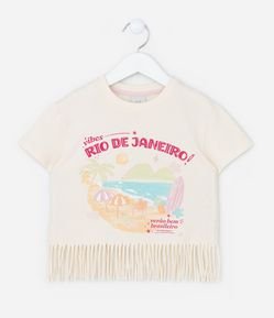 Blusa Infantil com Lettering Rio de Janeiro e Franjinhas - Tam 1 a 6 Anos
