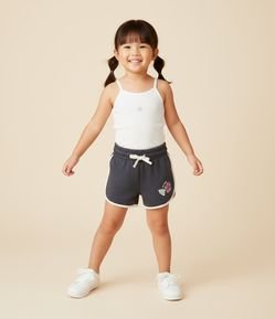 Short Infantil Runner em Moletom com Flor Localizada - Tam 1 a 6 Anos
