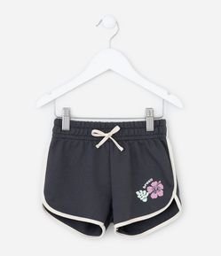 Short Infantil Runner em Moletom com Flor Localizada - Tam 1 a 6 Anos
