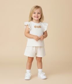 Conjunto Infantil com Flores Texturizada - Tam 1 a 6 Anos