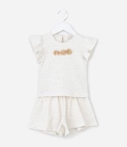 Conjunto Infantil com Flores Texturizada - Tam 1 a 6 Anos