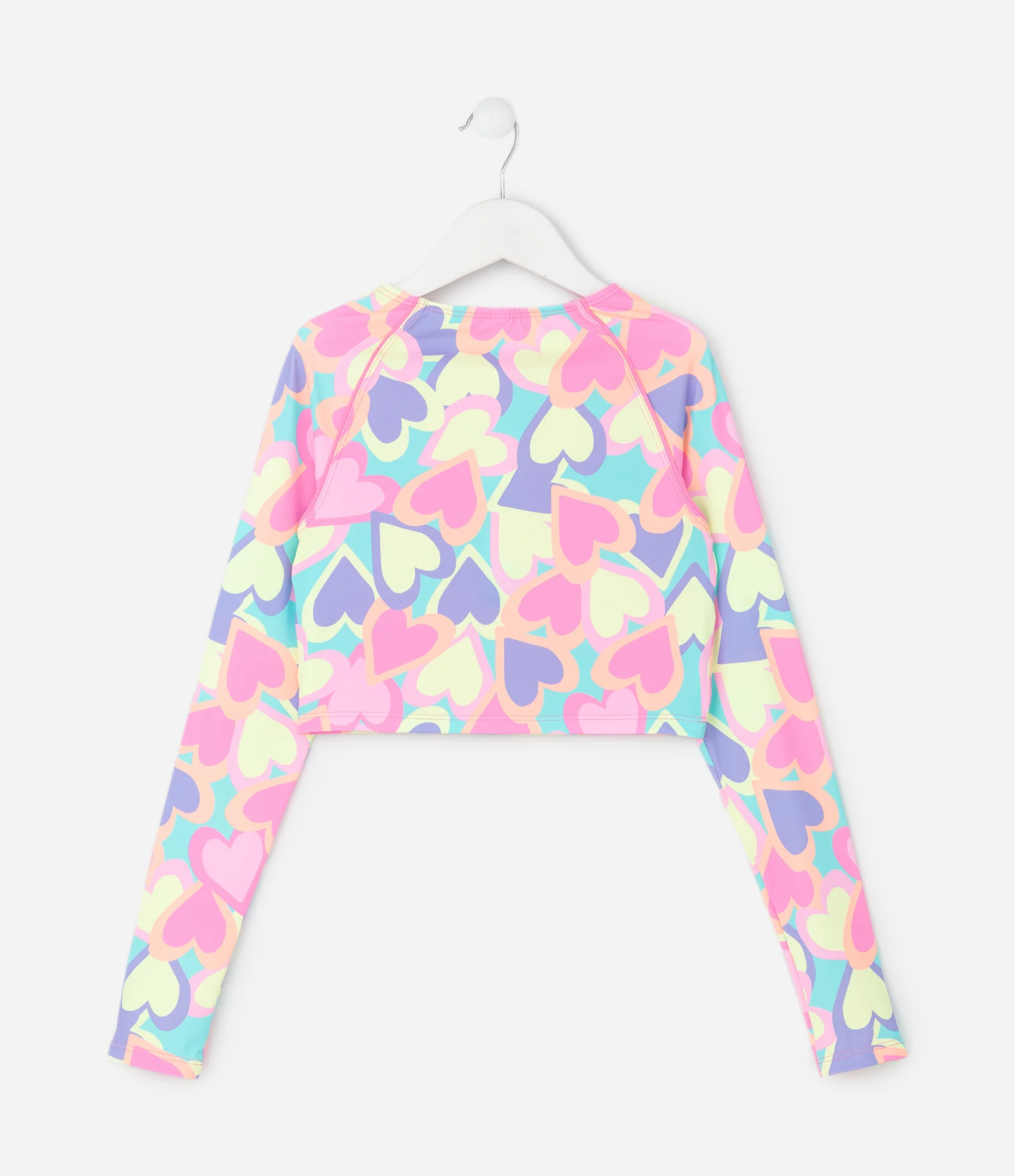 Conjunto Infantil UV com Blusa e Calcinha de Biquíni com Estampa Coração – Tam 5 a 14 Anos Rosa 2