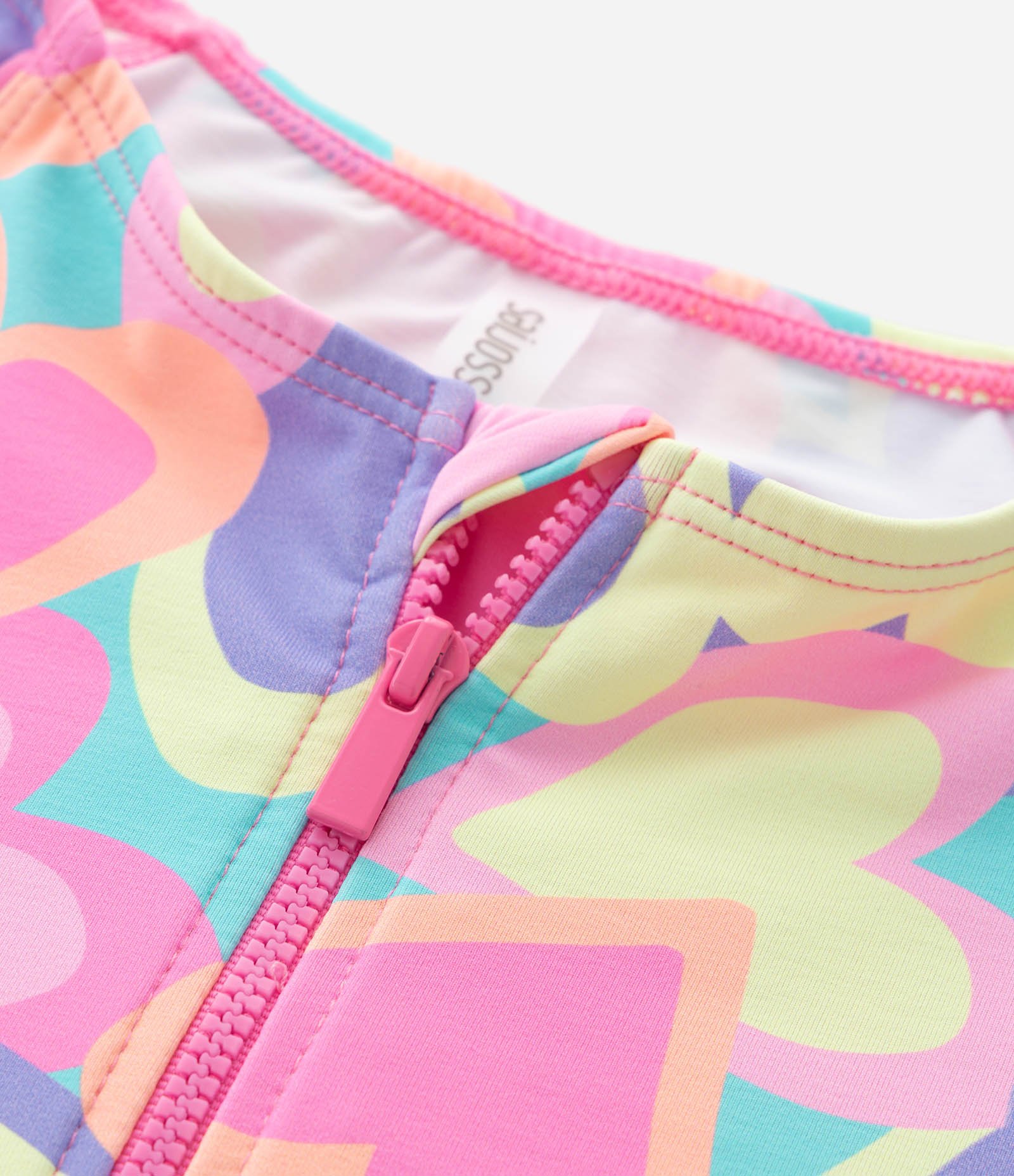 Conjunto Infantil UV com Blusa e Calcinha de Biquíni com Estampa Coração – Tam 5 a 14 Anos Rosa 7