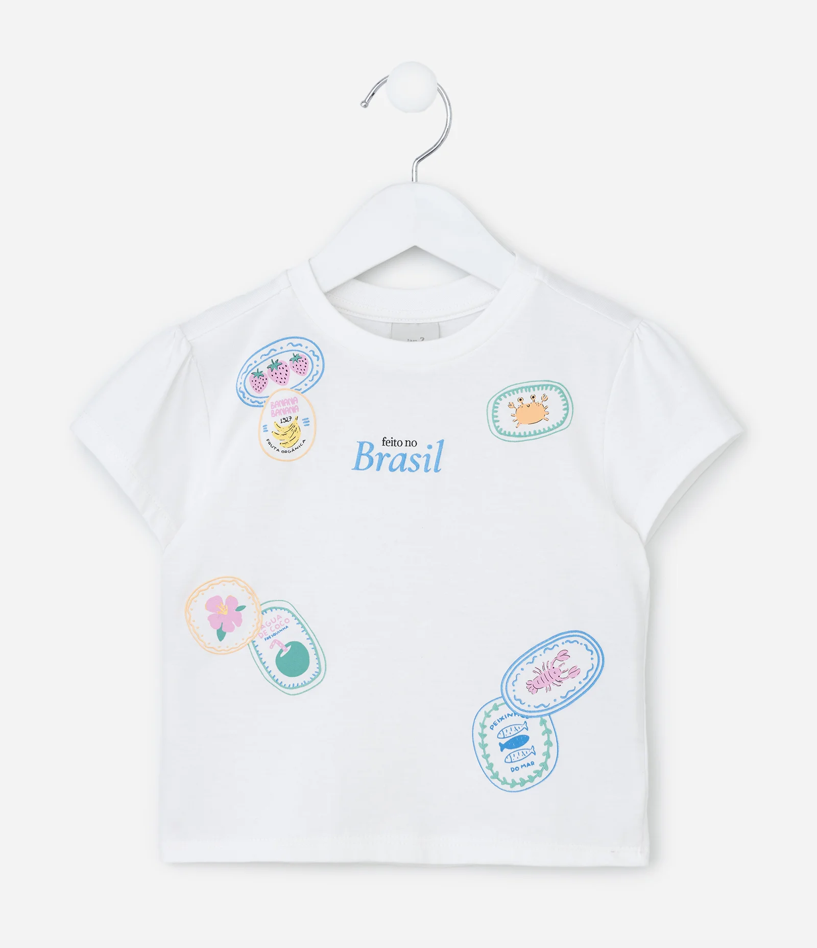 Blusa Infantil com Estampa de Selos Praianos - Tam 1 a 6 Anos Branco 1