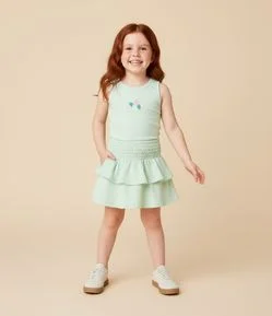 Regata Infantil em Ribana com Bordado Floral - Tam 1 a 6 Anos