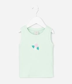 Regata Infantil em Ribana com Bordado Floral - Tam 1 a 6 Anos