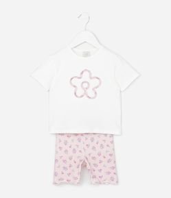 Conjunto Infantil em Cotton com Flores - Tam 1 a 6 Anos