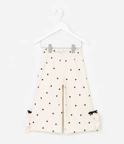 Calça Infantil com Estampa Poá Babados Laterais e Texturizada - Tam 1 a 6 Anos