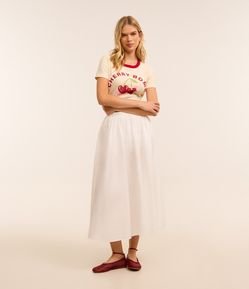 Saia Midi em Tricoline com Volume