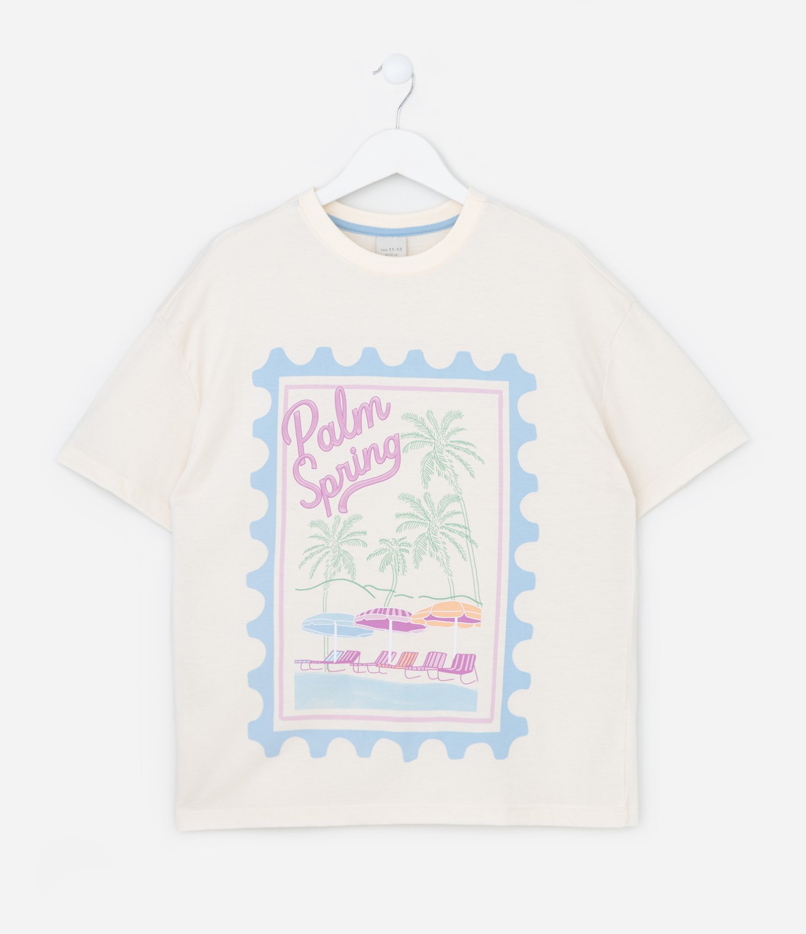 Camiseta Infantil com Estampa Palm Spring - Tam 5 a 14 anos Off White 2