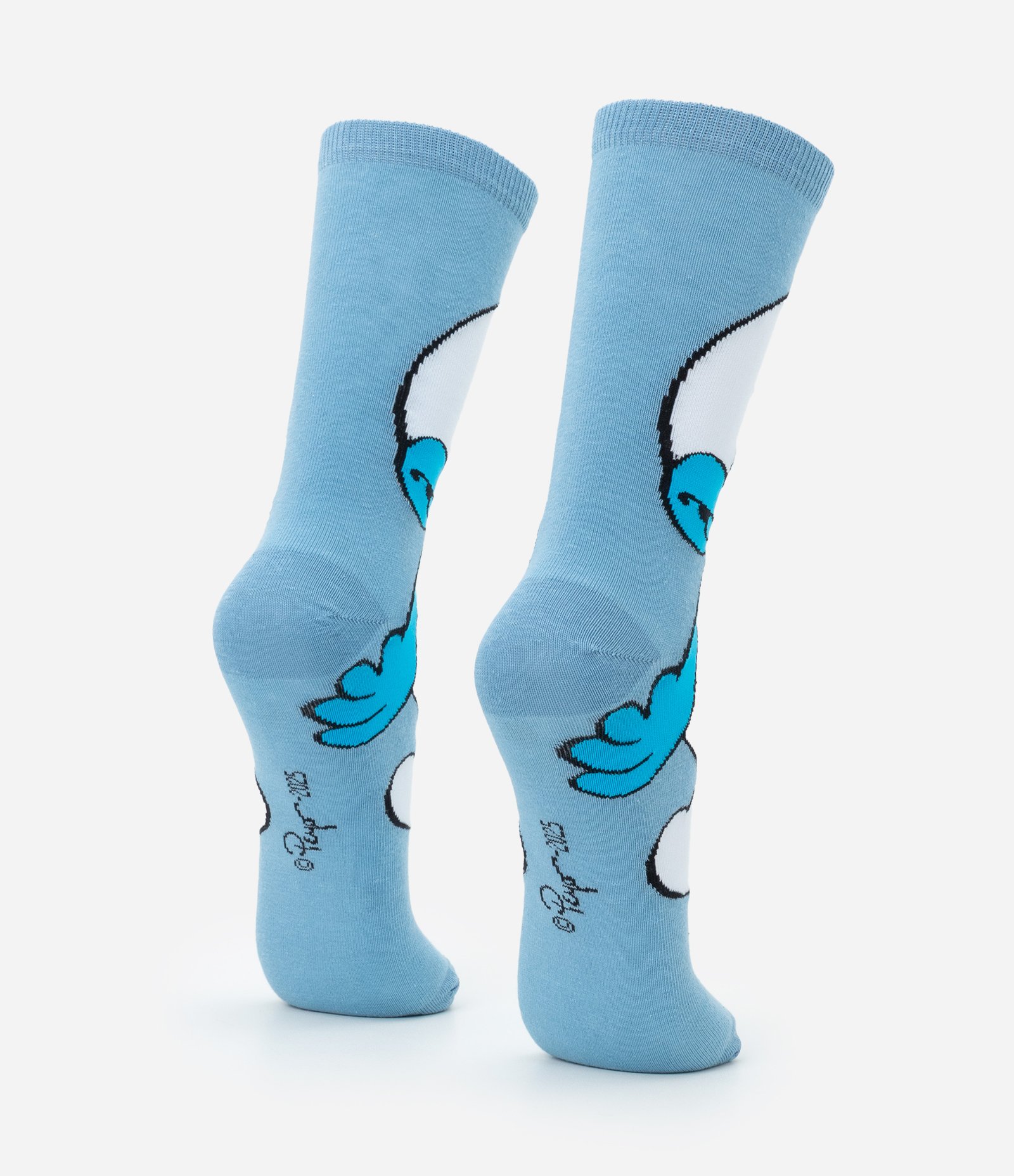 Meia Cano Alto em Algodão com Estampa de Smurfs Azul 3