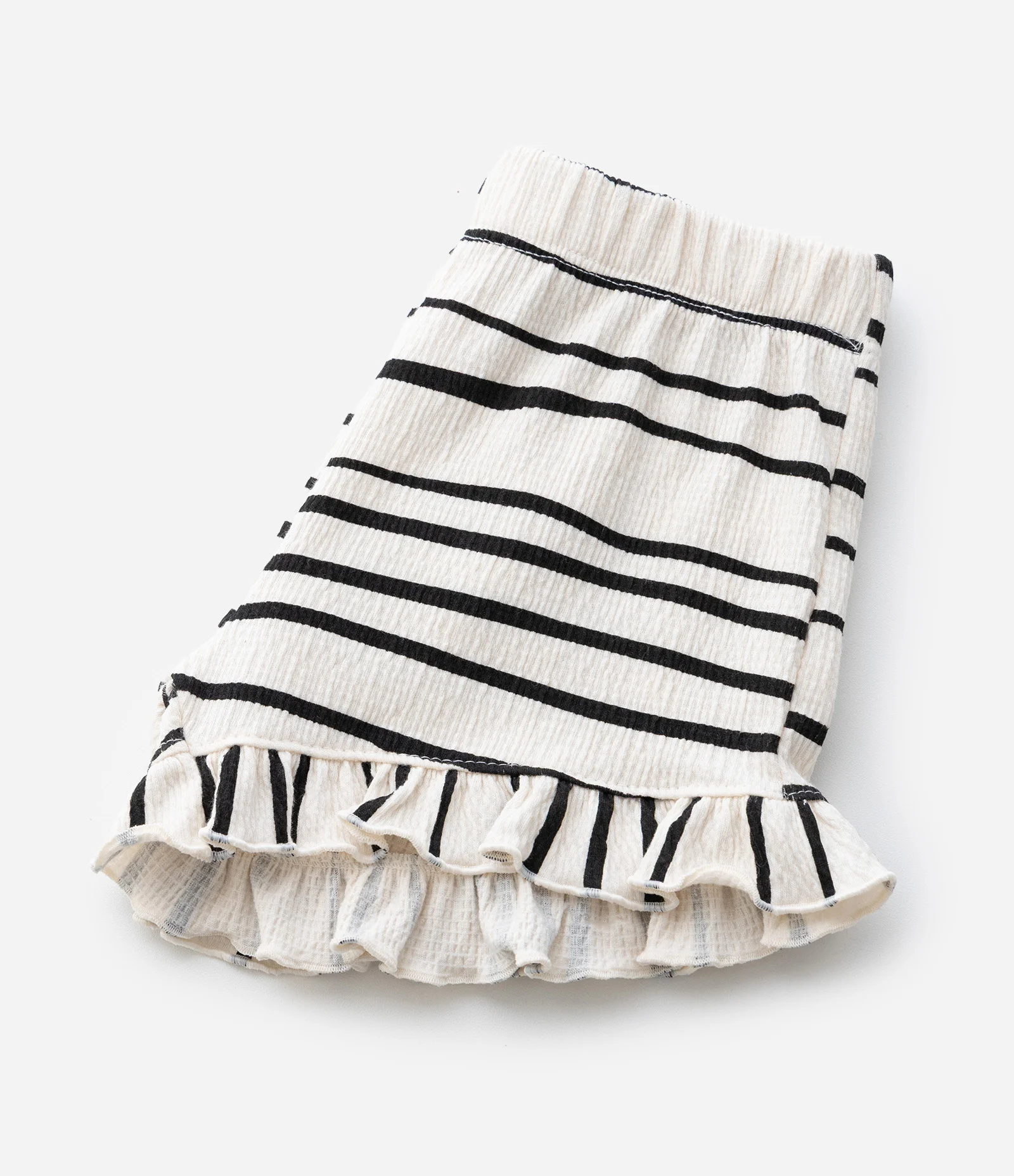 Conjunto Infantil em Anarruga com Estampa de Listras e Babadinhos - Tam 1 a 6 Anos Bege/Preto 10