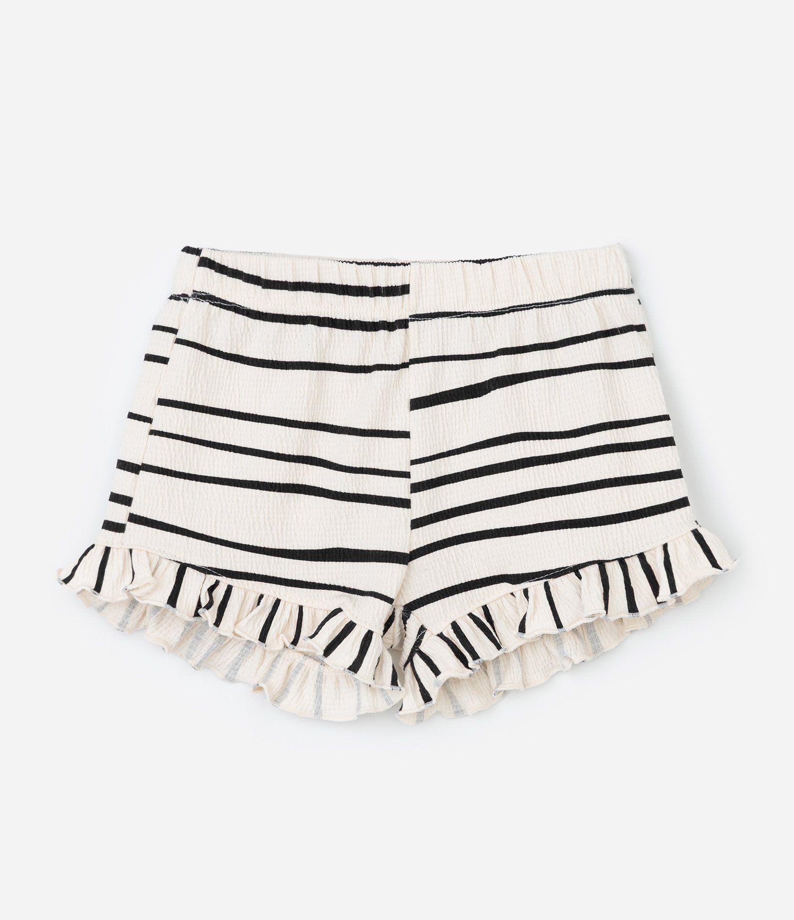 Conjunto Infantil em Anarruga com Estampa de Listras e Babadinhos - Tam 1 a 6 Anos Bege/Preto 4