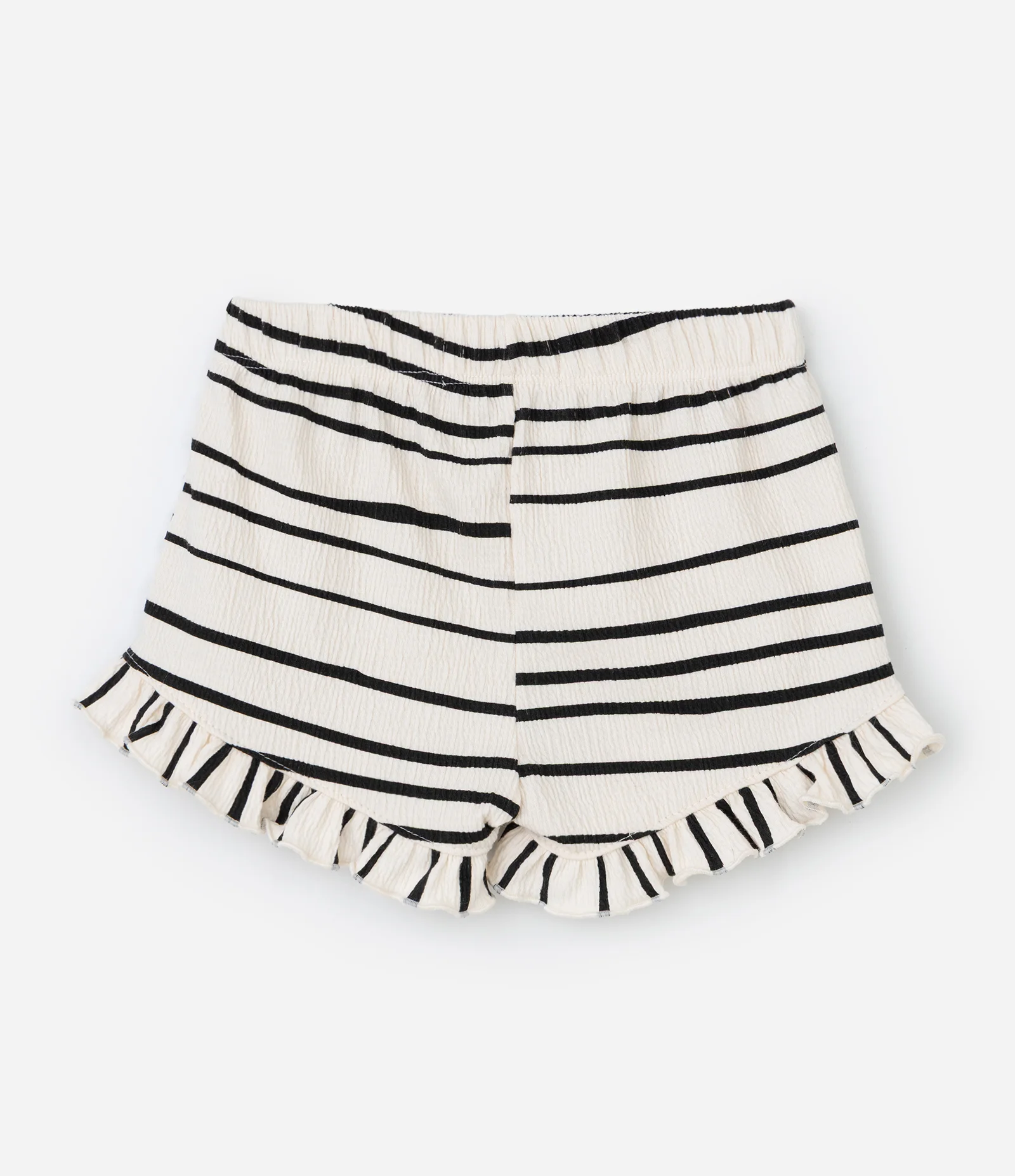 Conjunto Infantil em Anarruga com Estampa de Listras e Babadinhos - Tam 1 a 6 Anos Bege/Preto 5