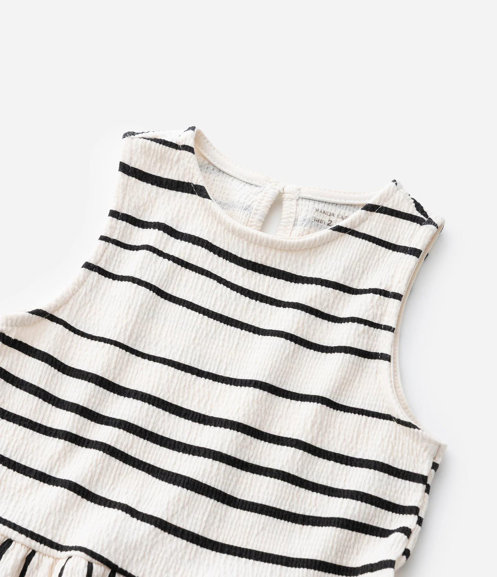 Conjunto Infantil em Anarruga com Estampa de Listras e Babadinhos - Tam 1 a 6 Anos Bege/Preto 6