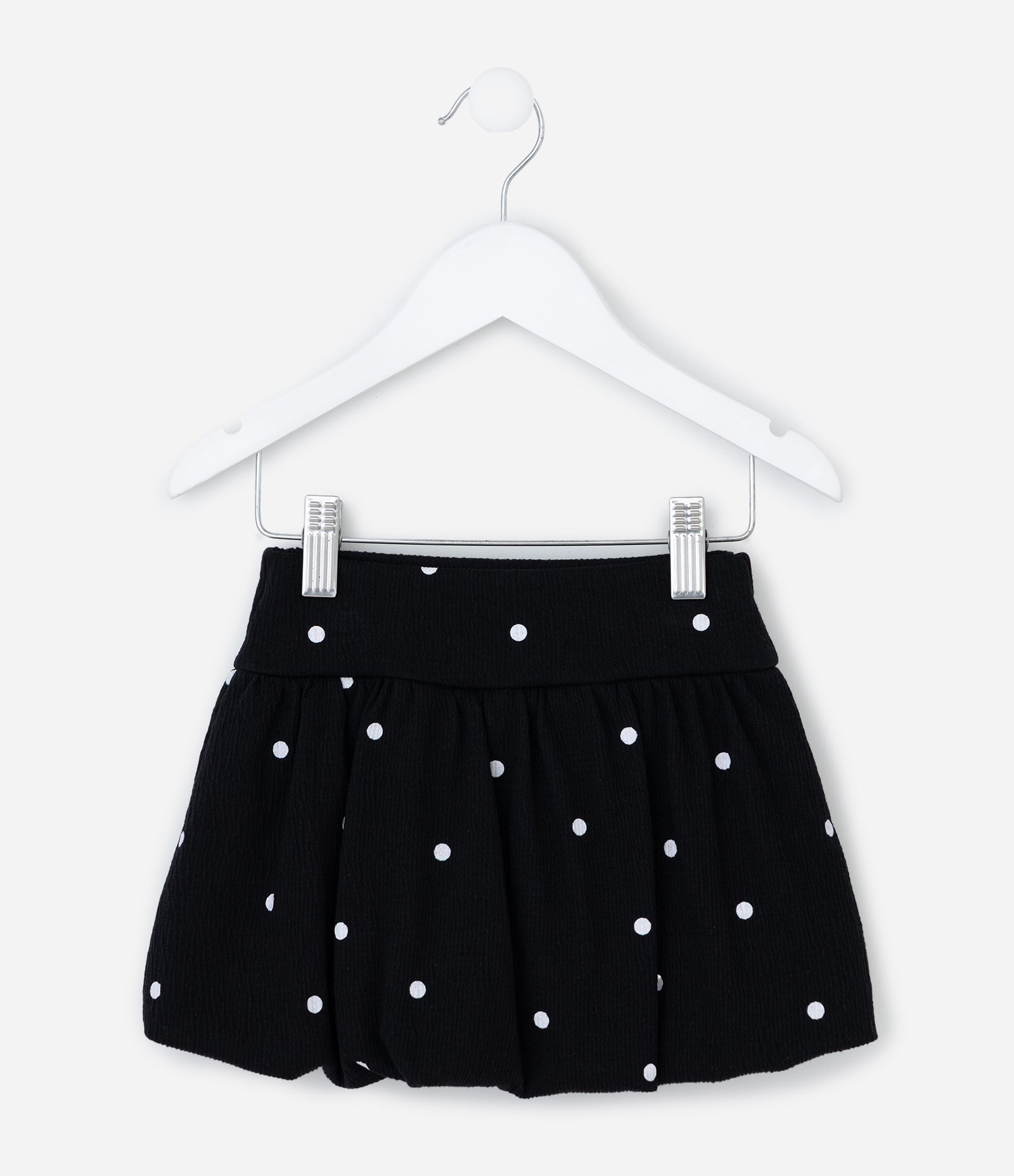 Saia Infantil Balonê com Estampa Poá Texturizada - Tam 1 a 6 Anos Preto 3