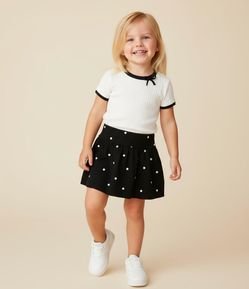 Saia Infantil Balonê com Estampa Poá Texturizada - Tam 1 a 6 Anos