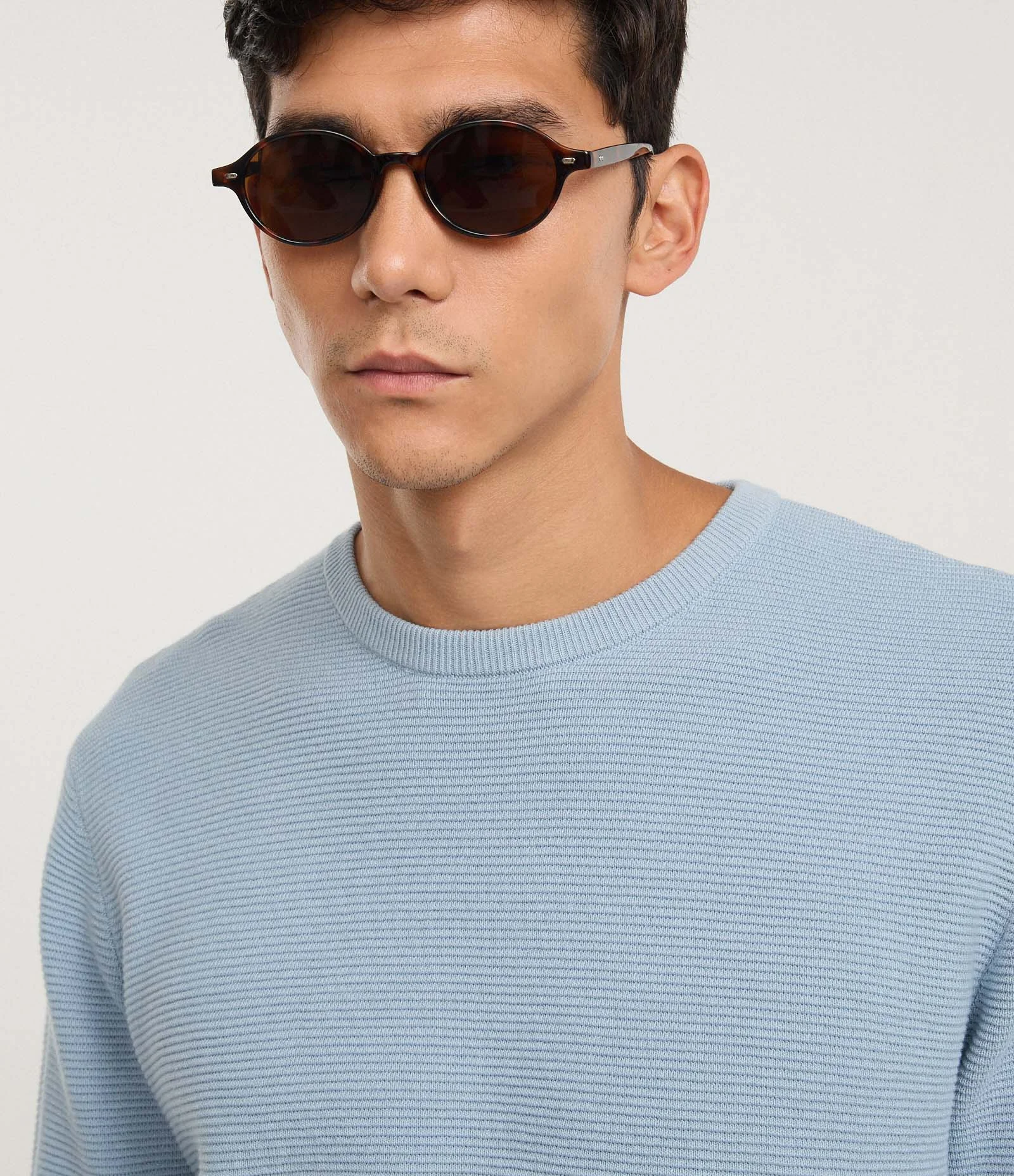 Suéter Comfort em Tricô com Texturizado Azul Bebê 5