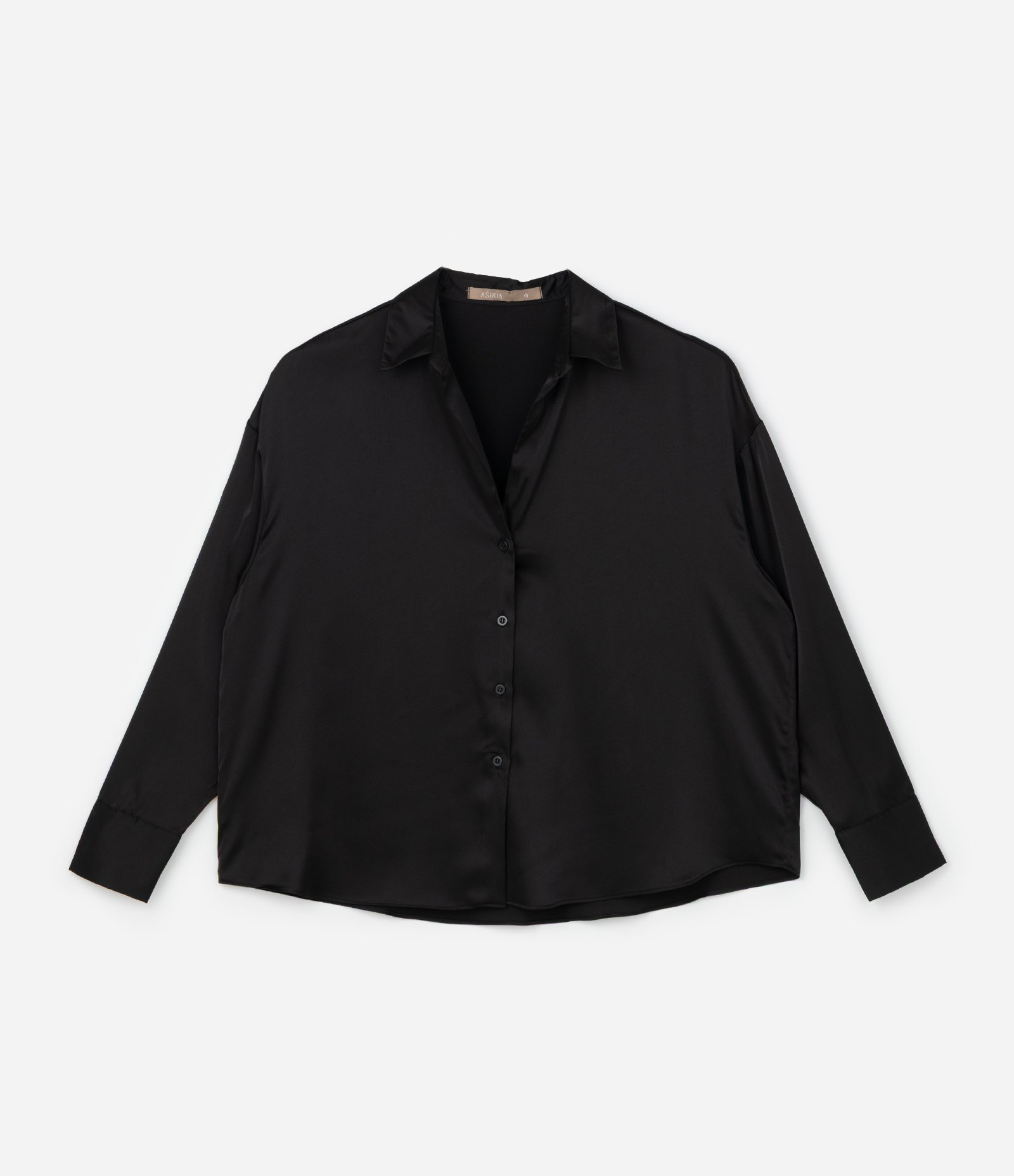 Camisa em Cetim Curve & Plus Size Preto 5