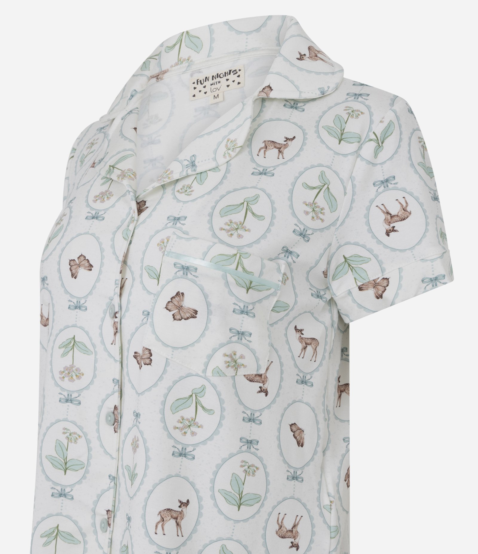 Pijama Short Doll Americano em Algodão Estampado Branco 2