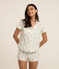 Pijama Short Doll Americano em Algodão Estampado