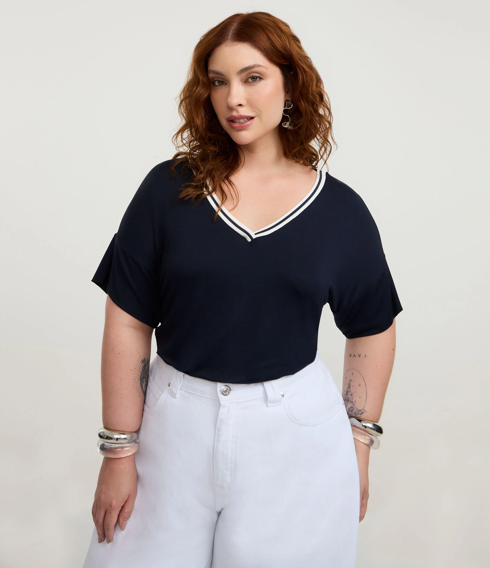 Blusa Alongada em Viscolycra Curve & Plus Size Azul 1