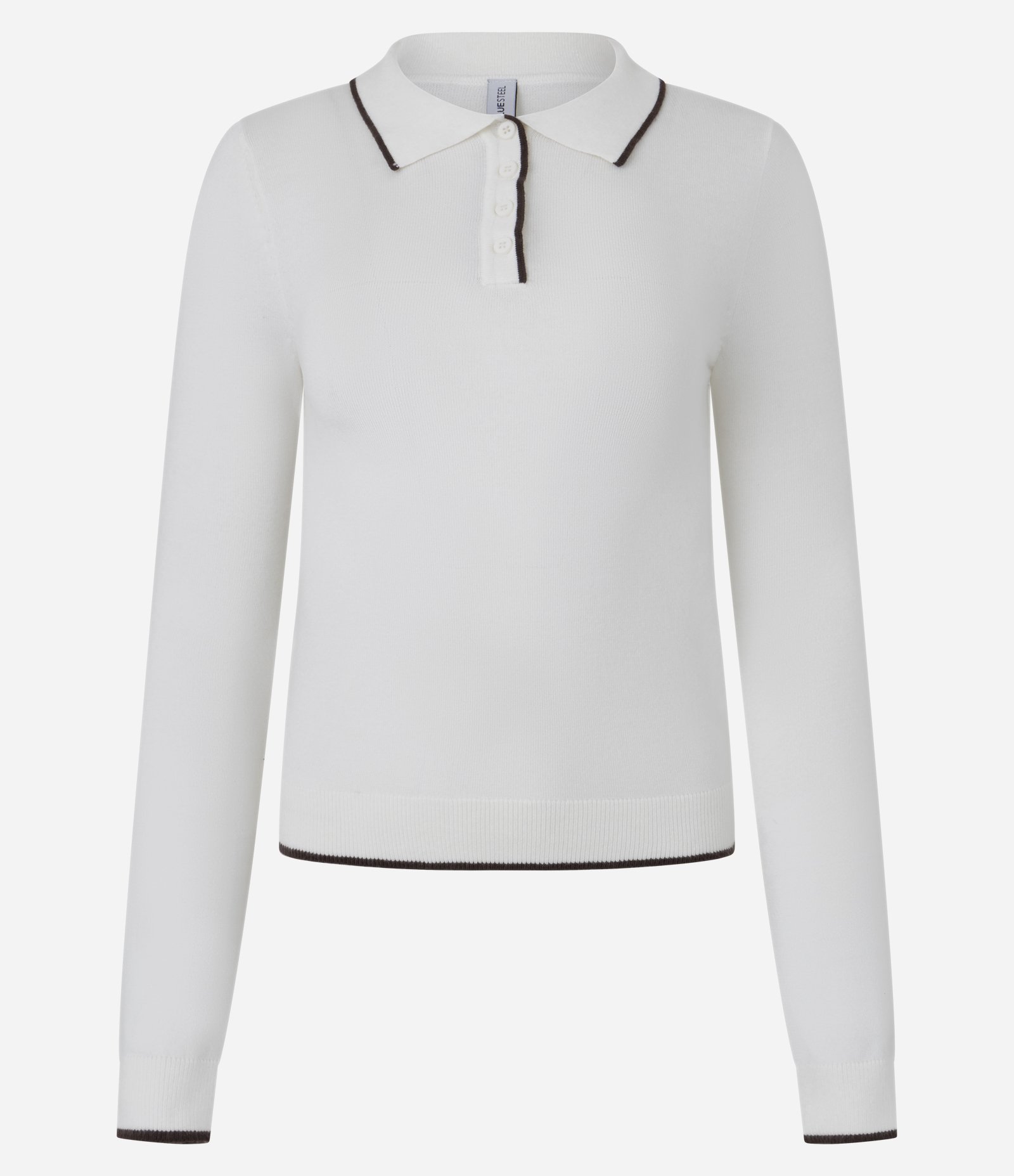 Blusa em Tricô com Gola Polo e Detalhe Contrastante Off White 4