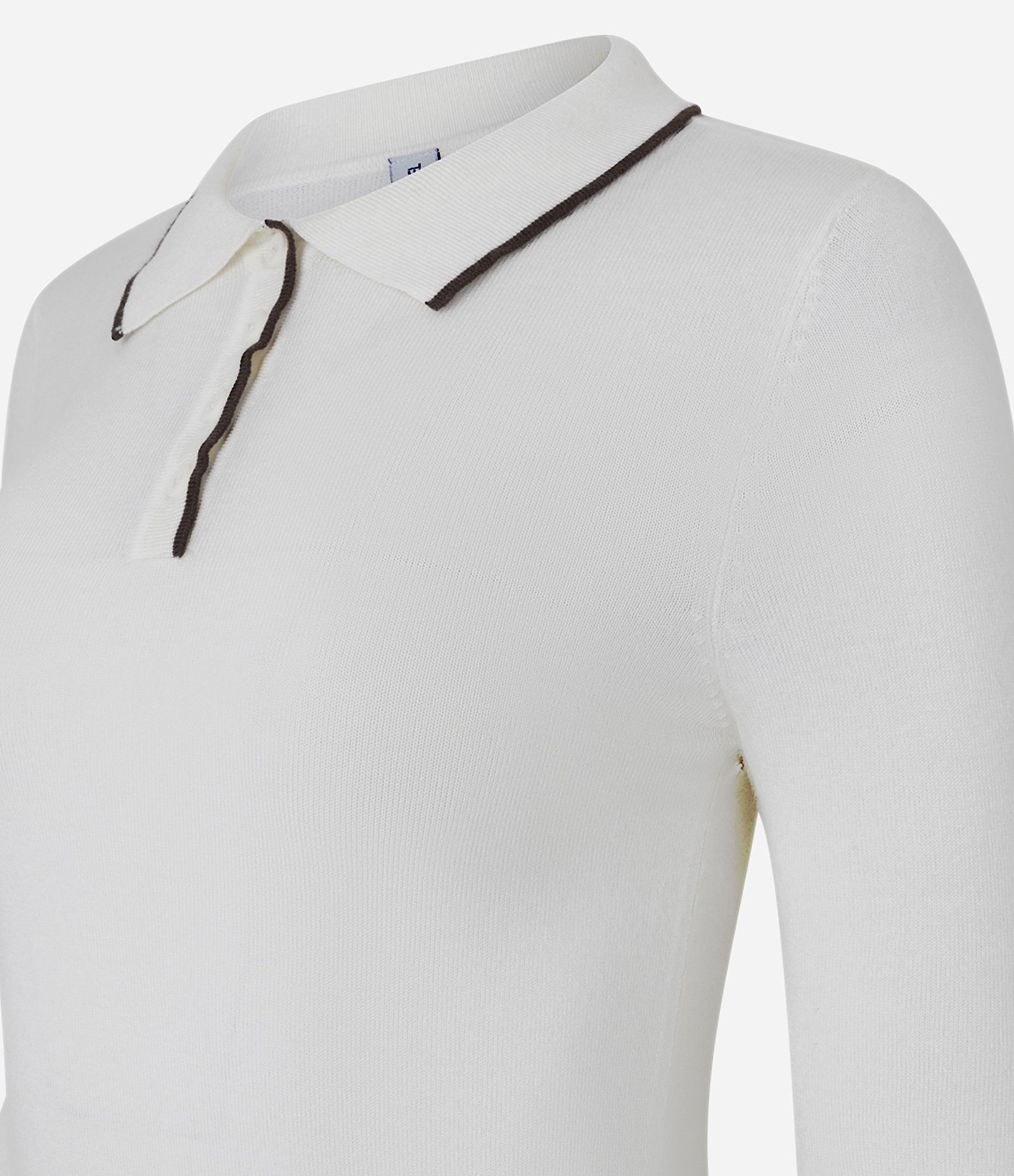 Blusa em Tricô com Gola Polo e Detalhe Contrastante Off White 5