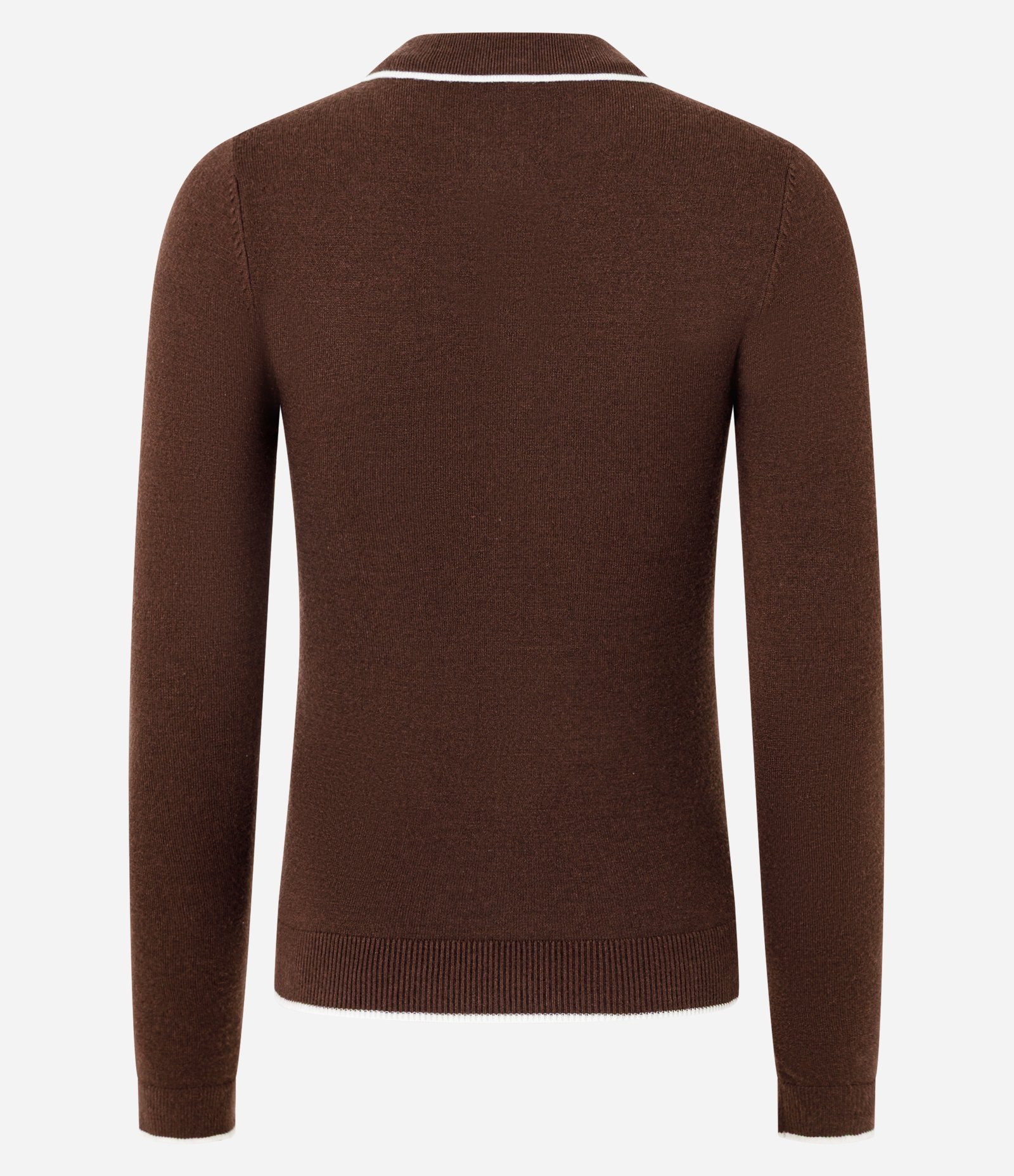 Blusa em Tricô com Gola Polo e Detalhe Contrastante Marrom 6