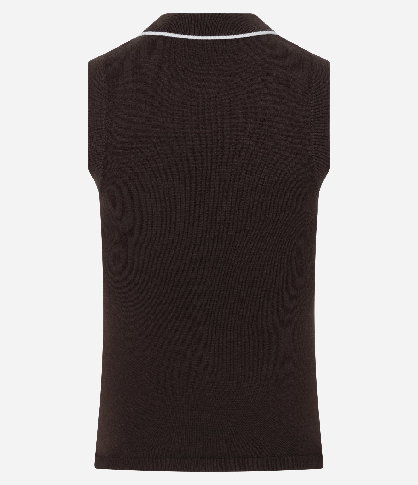 Blusa em Tricô com Gola Polo e Detalhe Contrastante Marrom Escuro 6