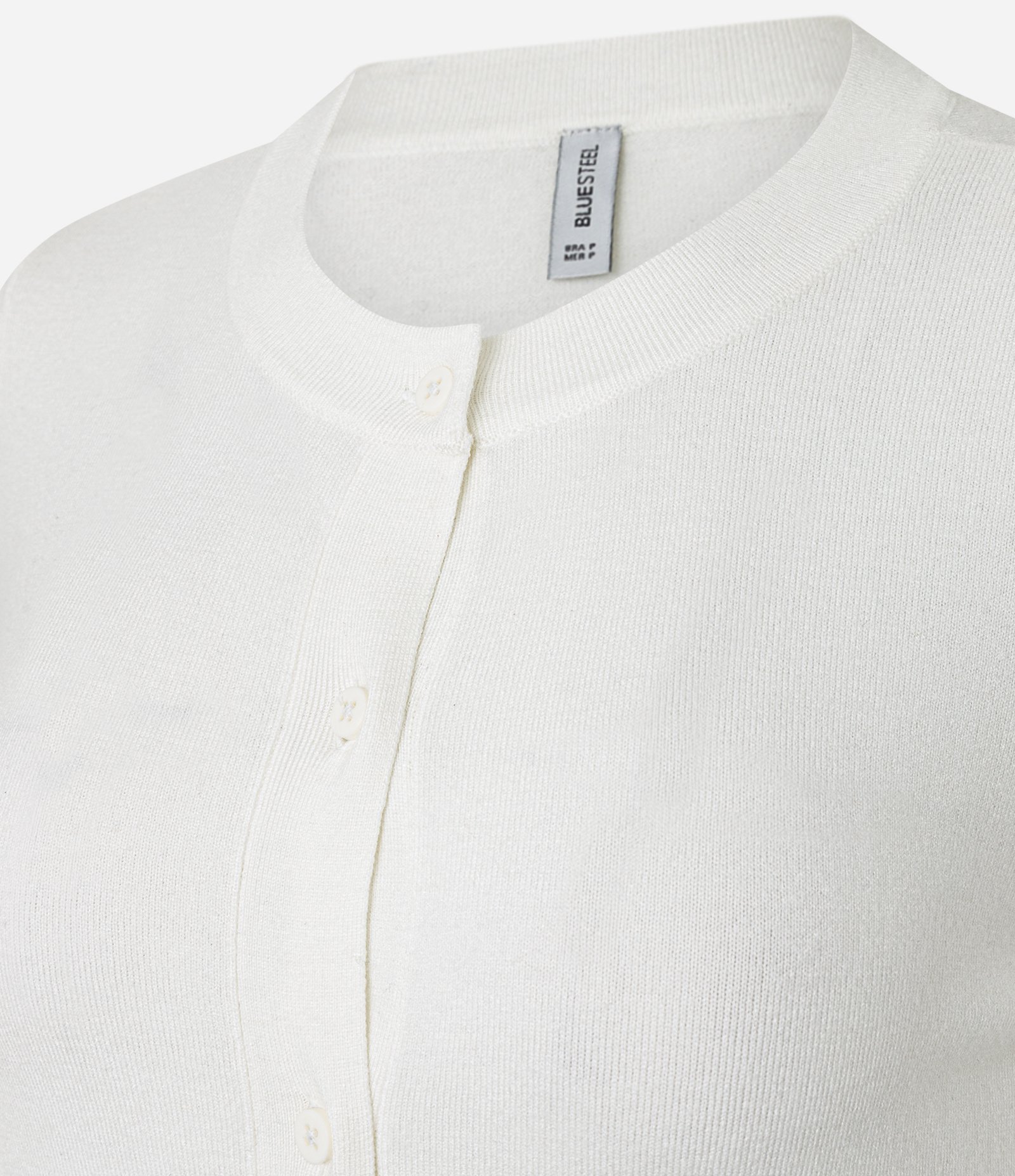 Cardigan Básico em Tricô com Botões e Gola Redonda Branco 5