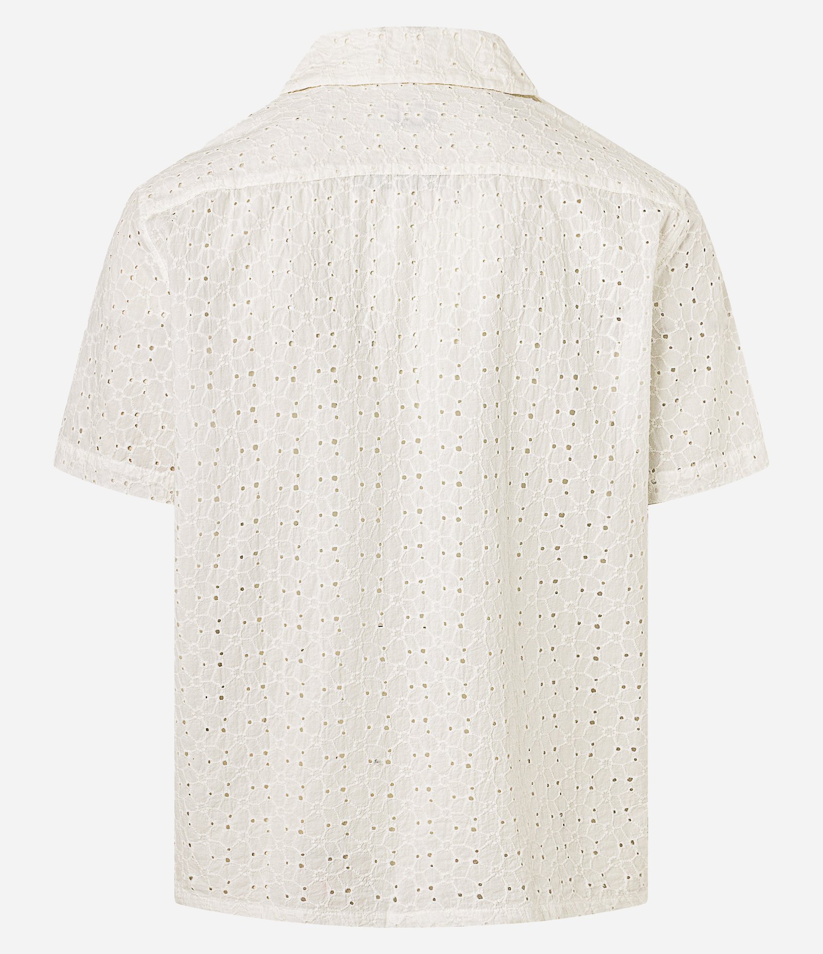 Camisa Comfort em Algodão com Textura e Laise Florida Branco 5