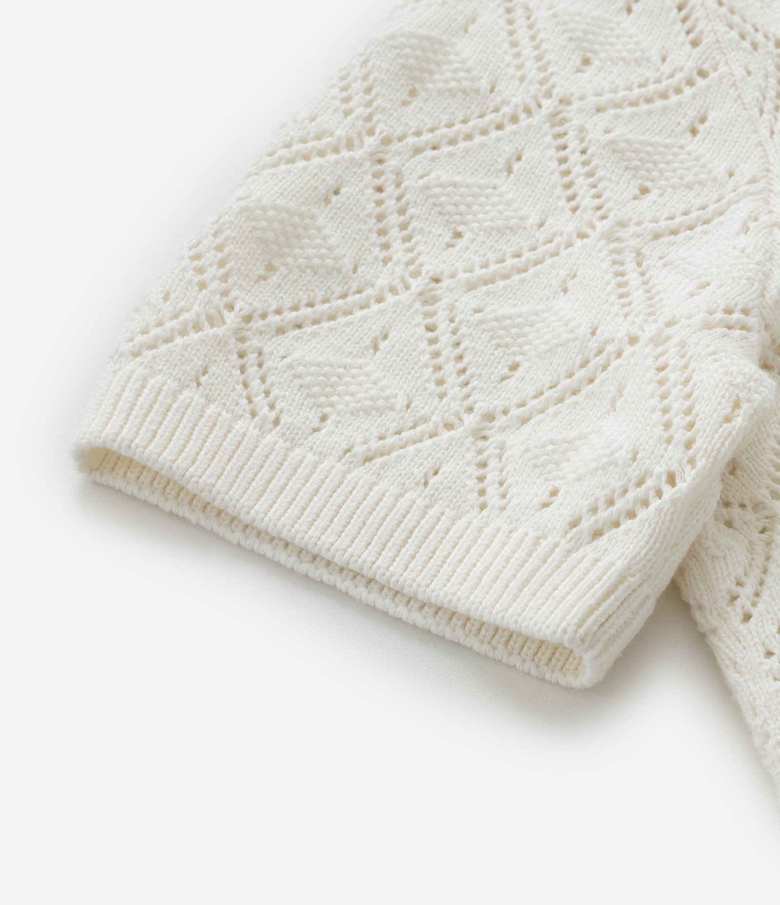 Camisa Polo com Efeito Crochê e Textura em Losango Off White 2