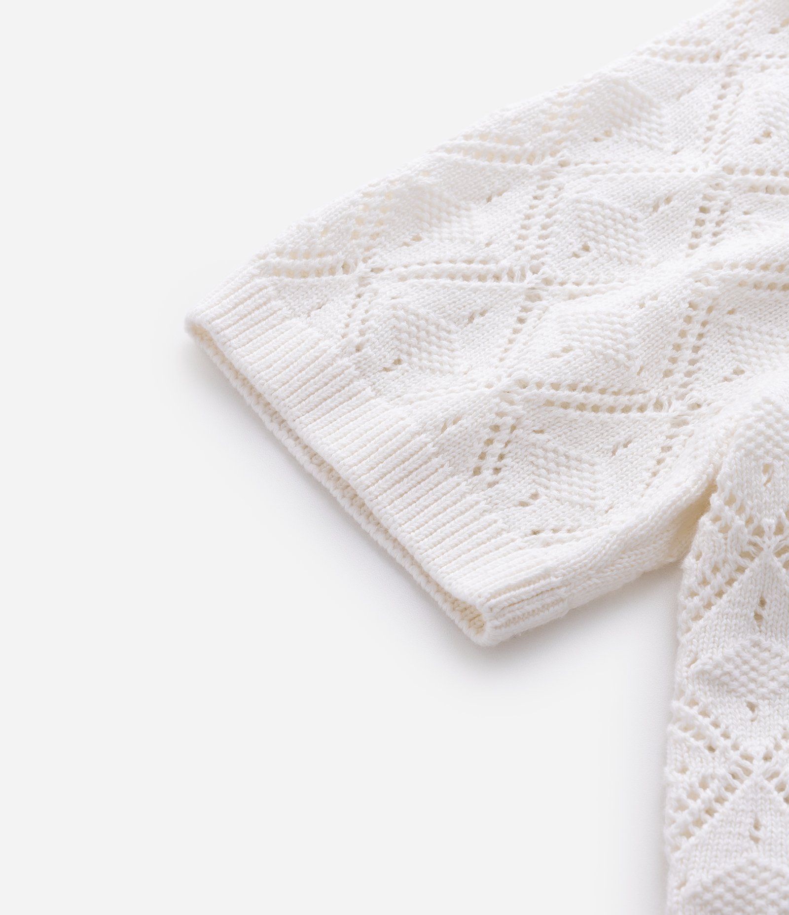 Camisa Polo com Efeito Crochê e Textura em Losango Off White 6
