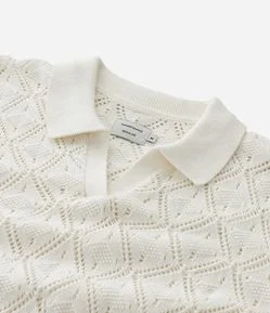 Camisa Polo com Efeito Crochê e Textura em Losango