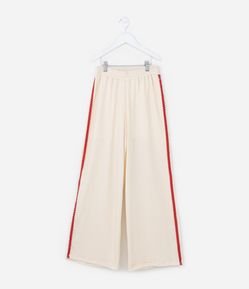 Calça Infantil Wide Leg em Anarruga com Aplicação de Sianinha - Tam 7 a 14 Anos