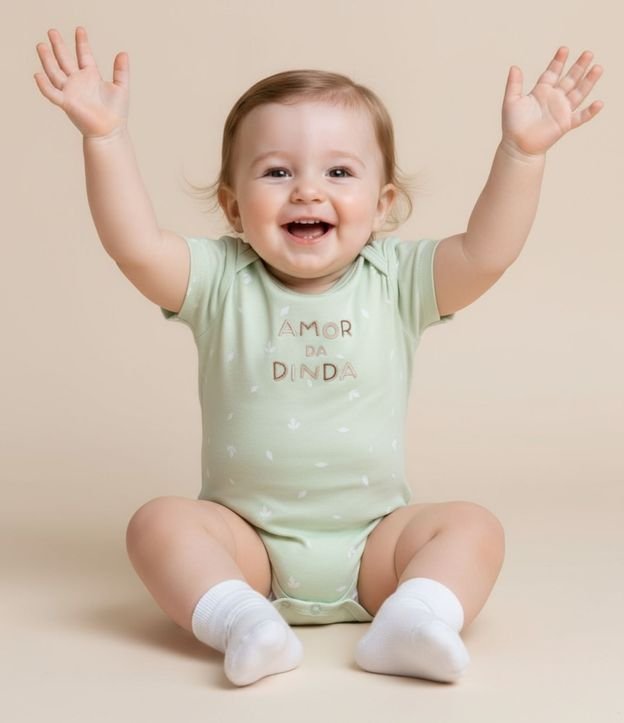 Body Infantil com Lettering Amor da Dinda - Tam RN a 18 meses