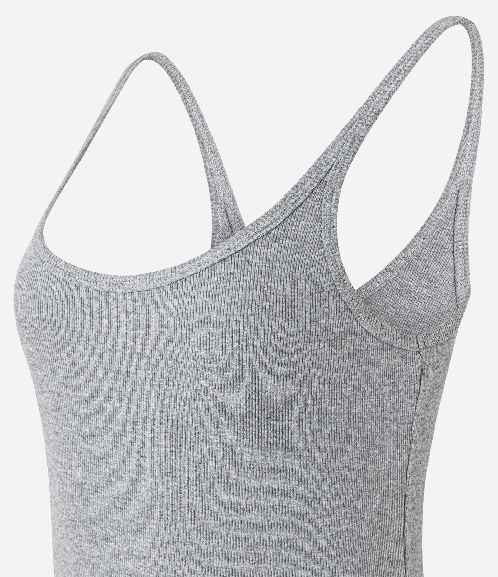 Blusa Canelada em Ribana com Decote U e Alça Fina Cinza 2