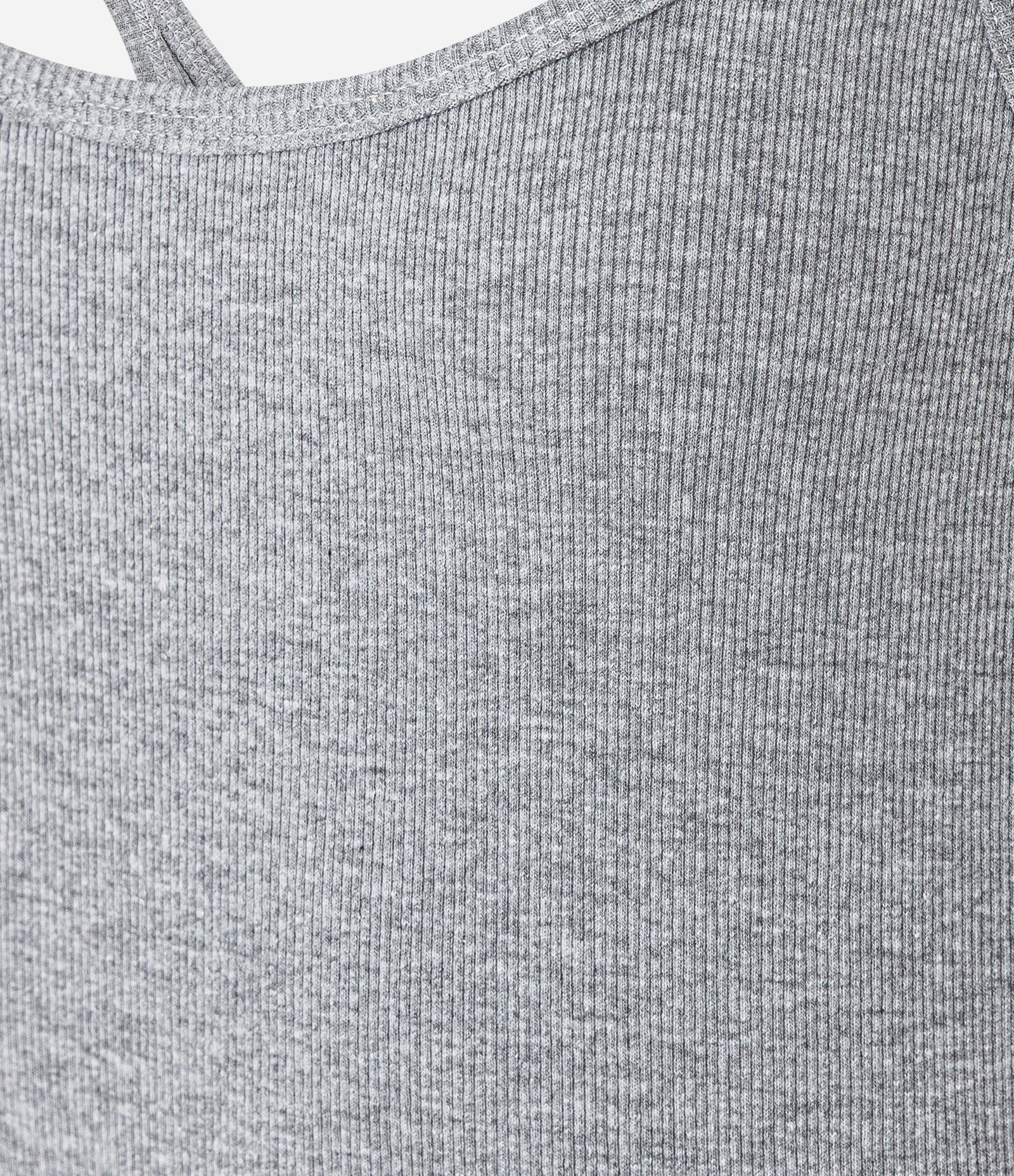 Blusa Canelada em Ribana com Decote U e Alça Fina Cinza 3