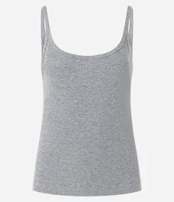 Blusa Canelada em Ribana com Decote U e Alça Fina