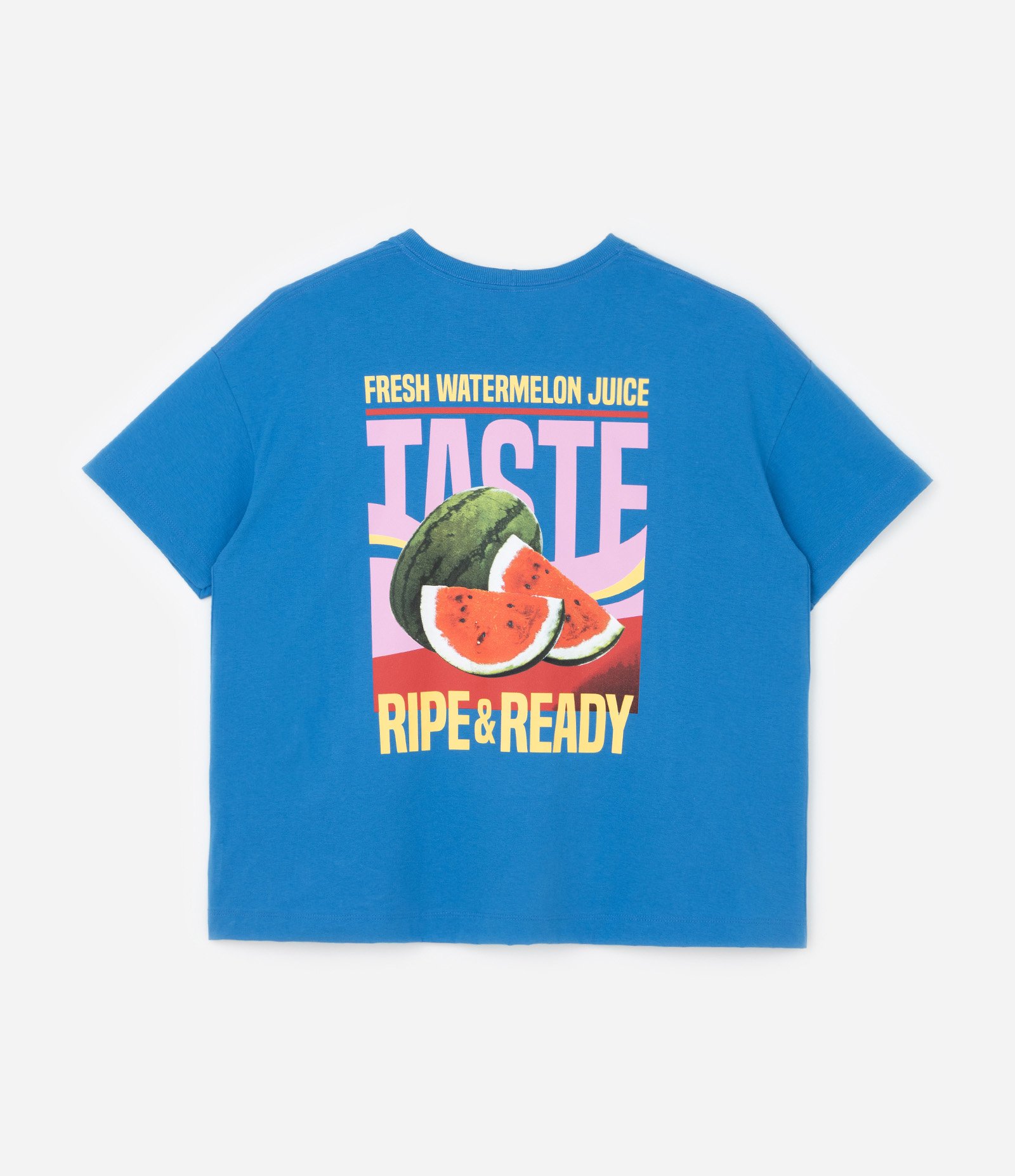 Camiseta Oversized em Algodão com Estampa Frente e Costas de Melancia Curve & Plus Size Azul 6