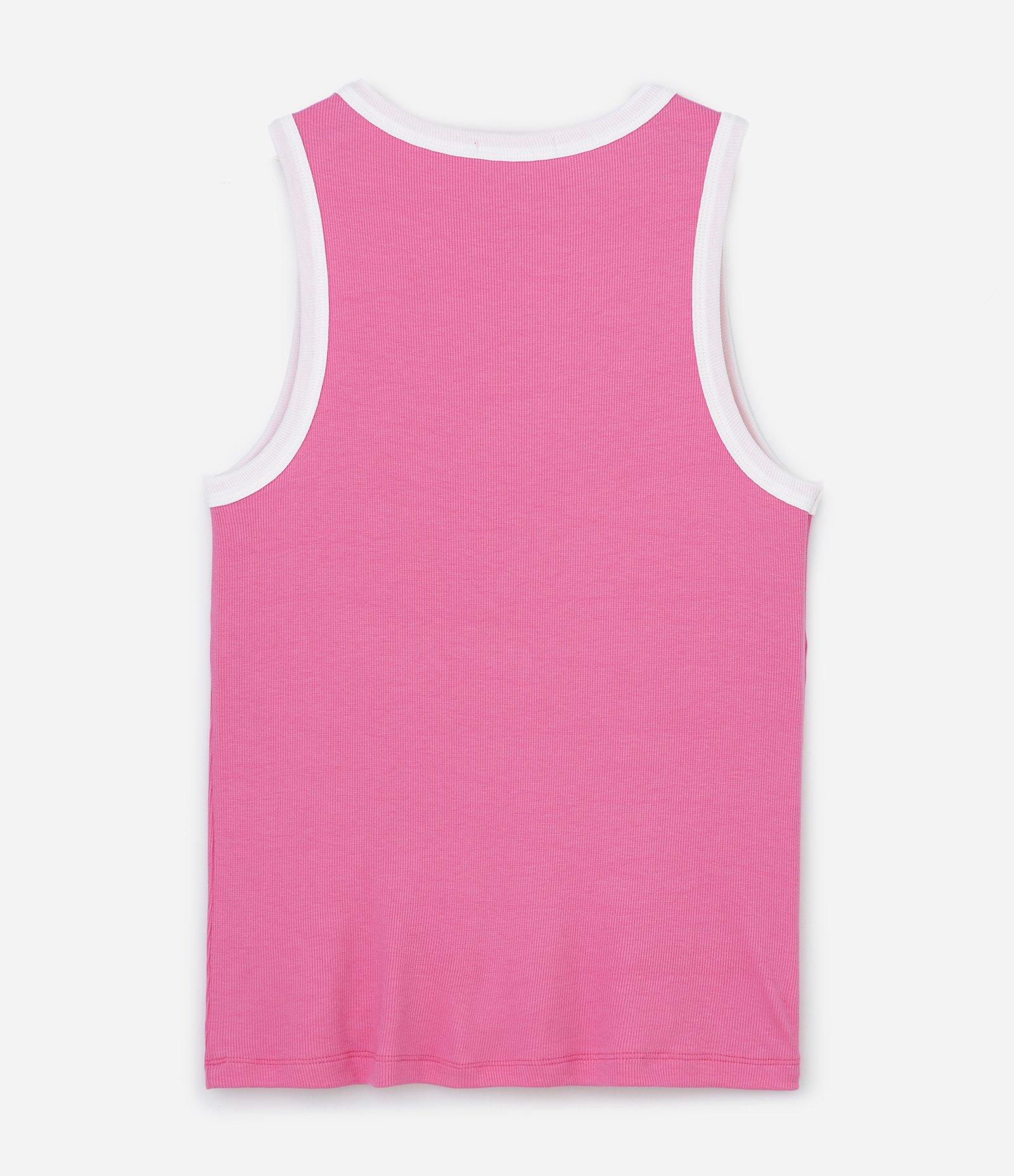 Blusa Regata Canelada com Viés Contrastante Curve & Plus Size Rosa 2