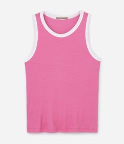 Blusa Regata Canelada com Viés Contrastante Curve & Plus Size