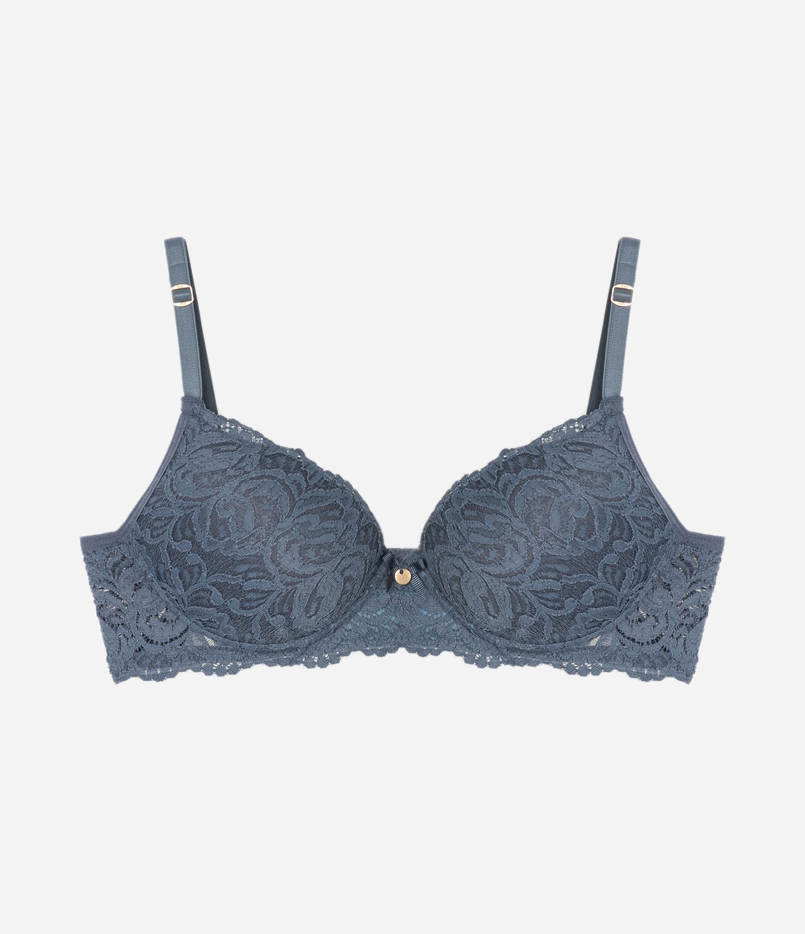 Sutiã Base em Renda Rústica com Bojo Oco Cinza 5