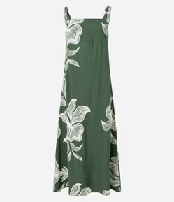 Vestido Evasê Midi em Viscose com Estampa Floral