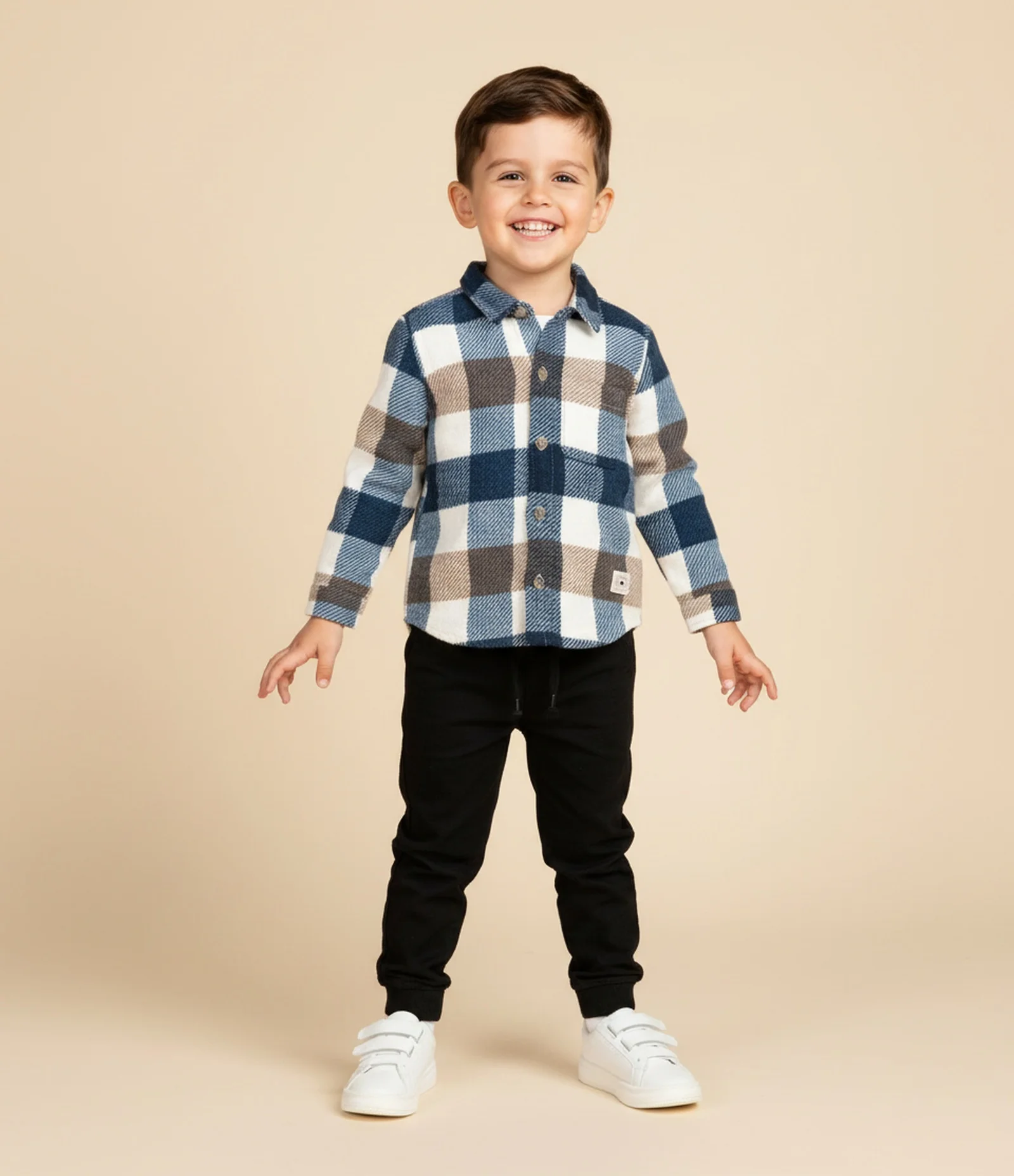 Camisa Infantil em Fleece com Estampa Xadrez – Tam 1 a 5/6 Anos Azul/Marrom 1