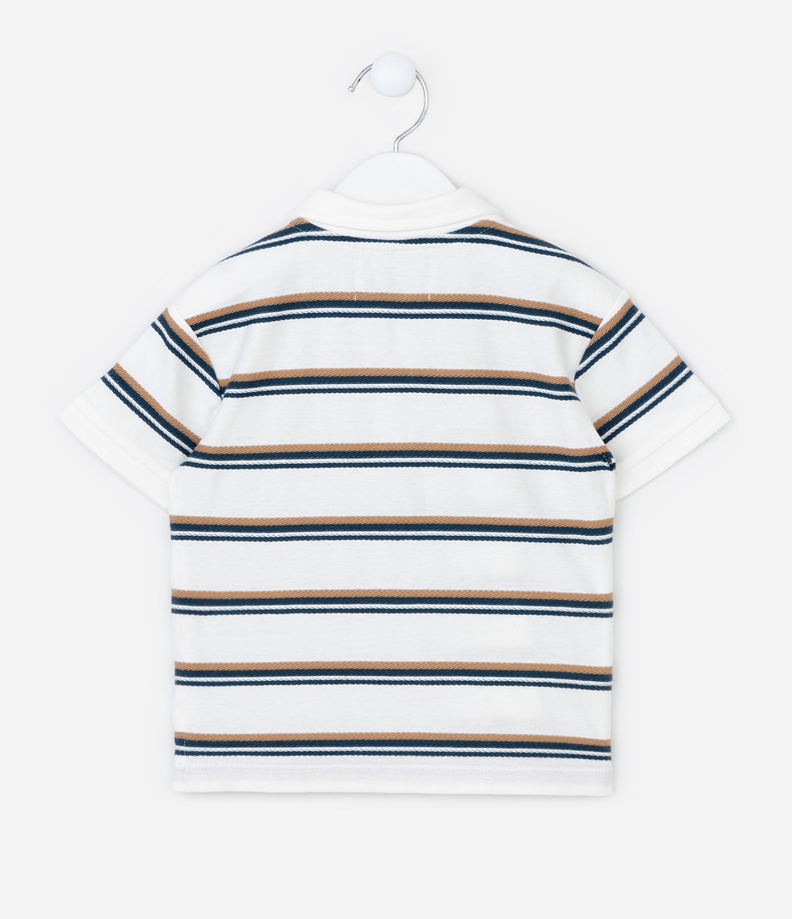 Camiseta Polo Infantil com Estampa Fio Tinto- Tam 1 a 6 Anos Branco 2