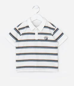 Camiseta Polo Infantil com Estampa Fio Tinto- Tam 1 a 6 Anos